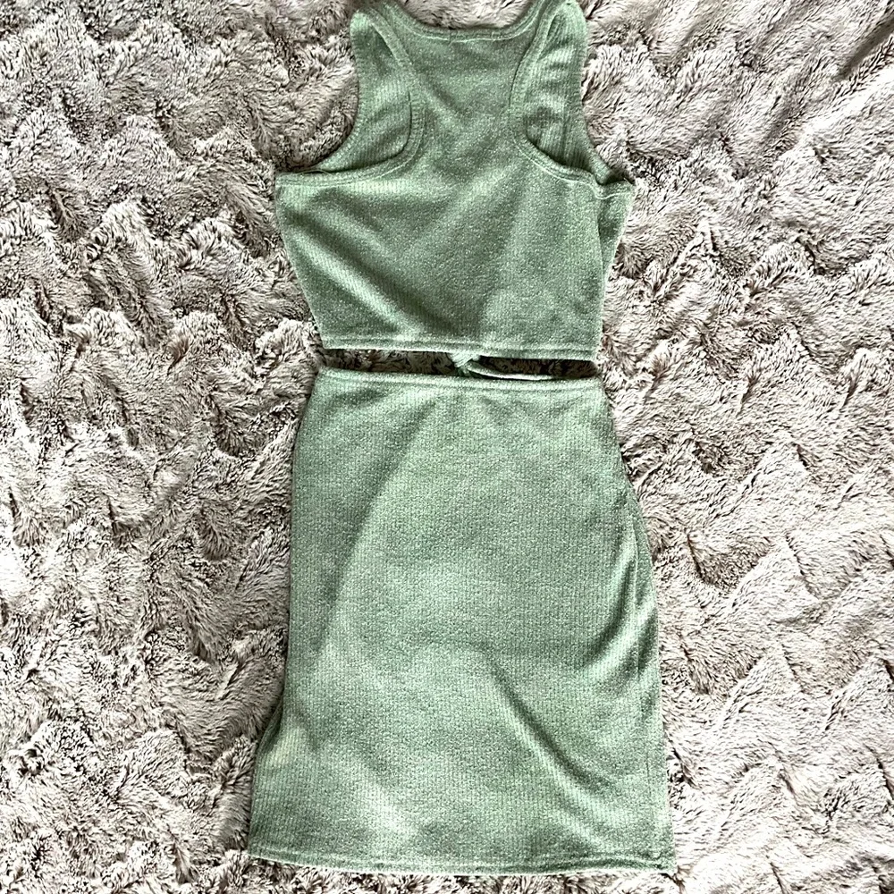 12th Tribe Knot My Vibe Green Cutout Mini Dress - Picture 3 of 3
